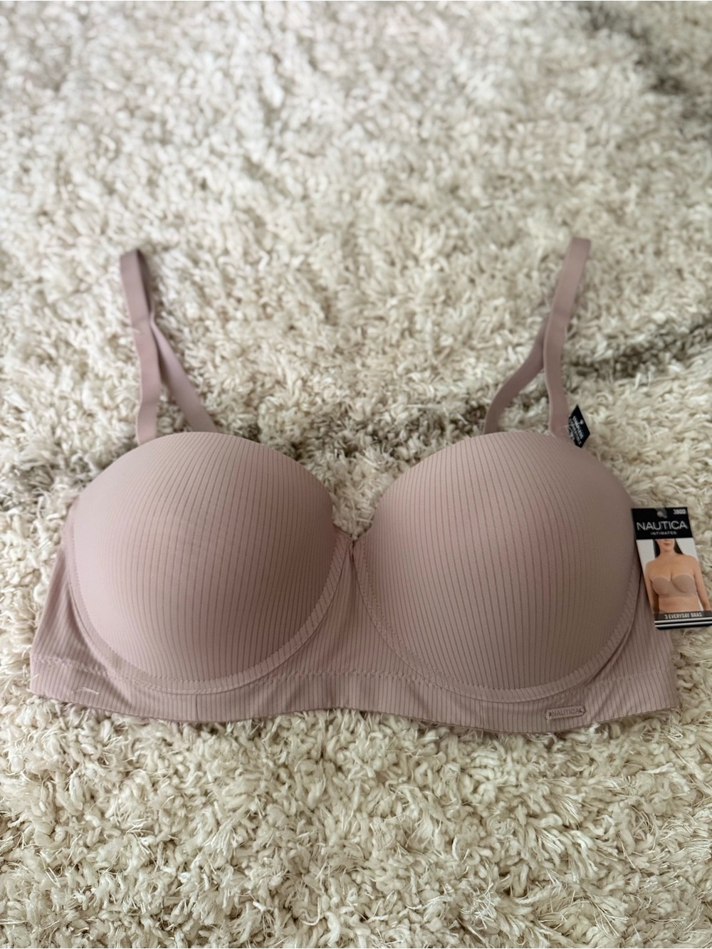 Women’s NAUTICA Neutral Colored Strapless Bra Subtle Ribbed Bra Size 38DD NWT - Picture 2 of 13